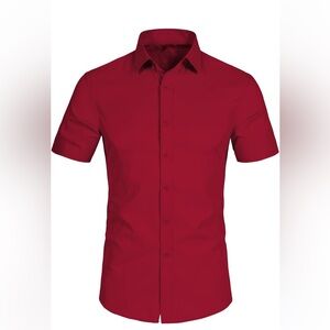 Mens XL Short Sleeve Slim Fit Dress Shirts Casual Button Down Business Shirts